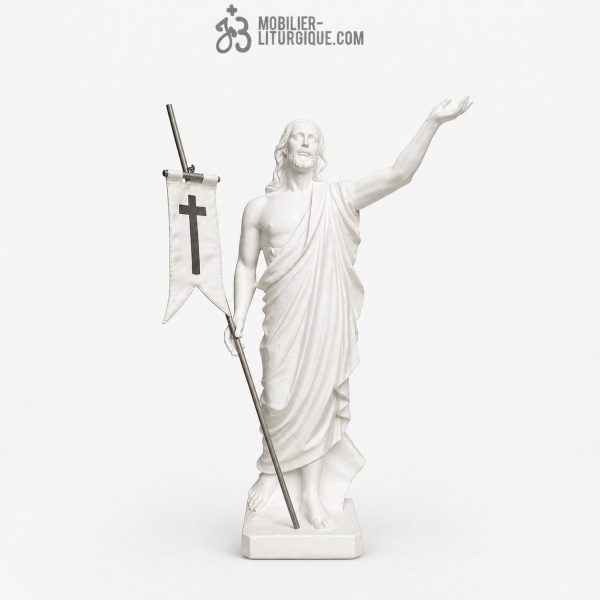 Statue Christ Ressuscit� en poudre de marbre blanc 85 cm