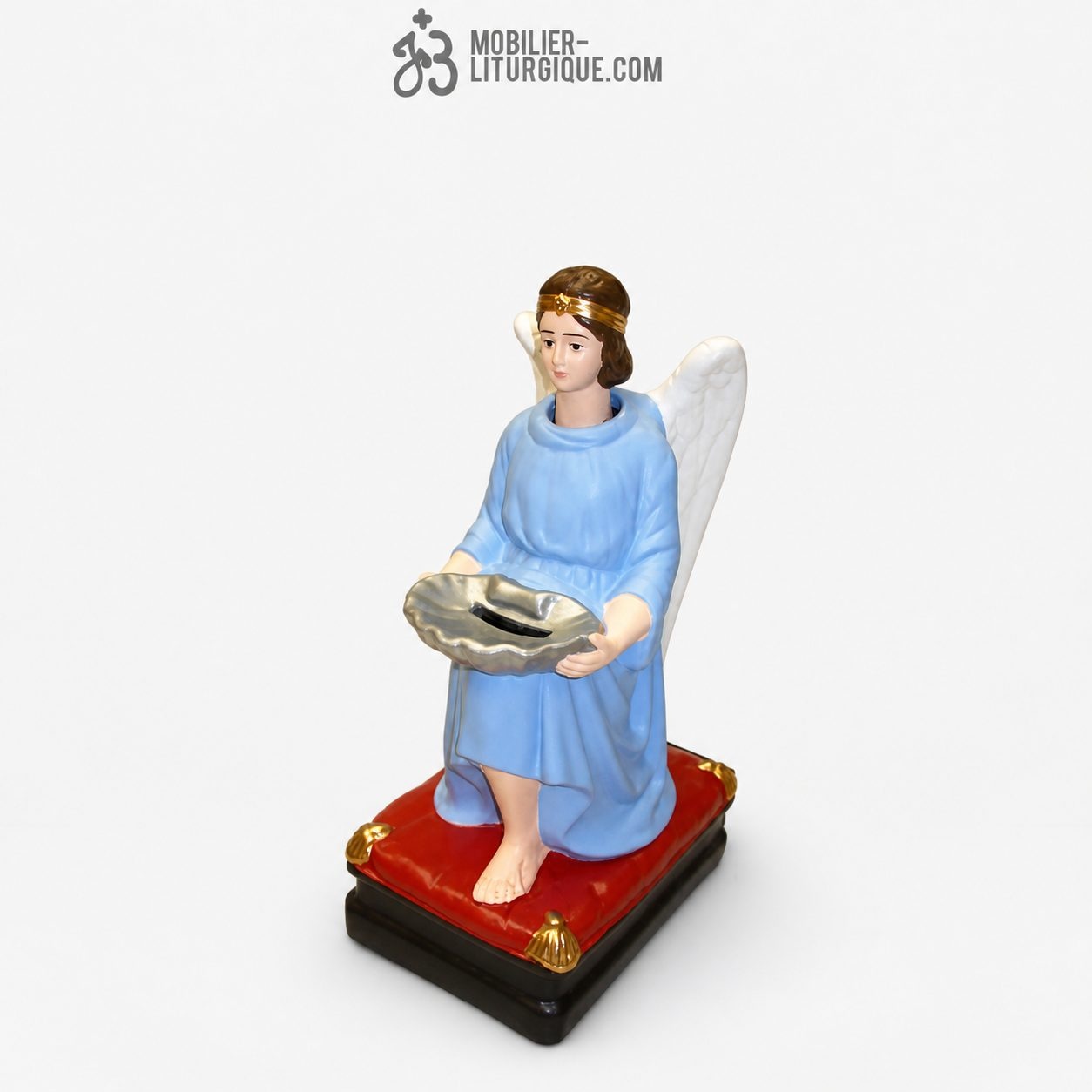 Statue d\'Ange Qu&ecirc;teur Polychrome