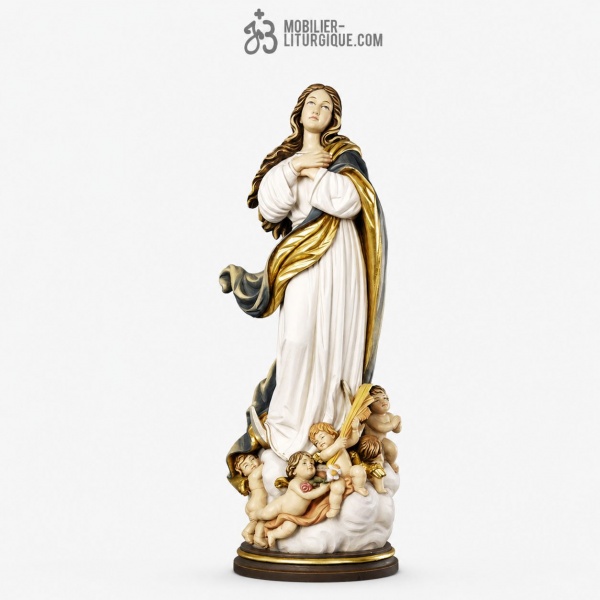 Statue de l\'Assomption de la Vierge Marie en bois color�