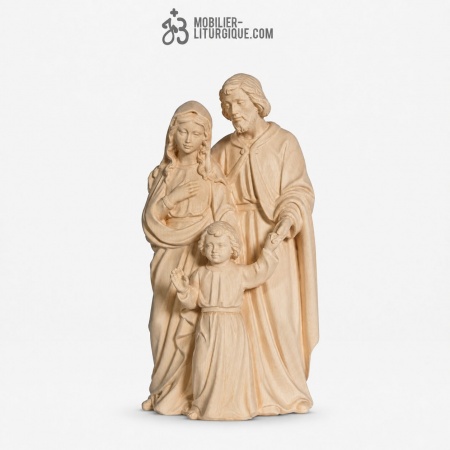 Statue de la Sainte Famille en bois naturel