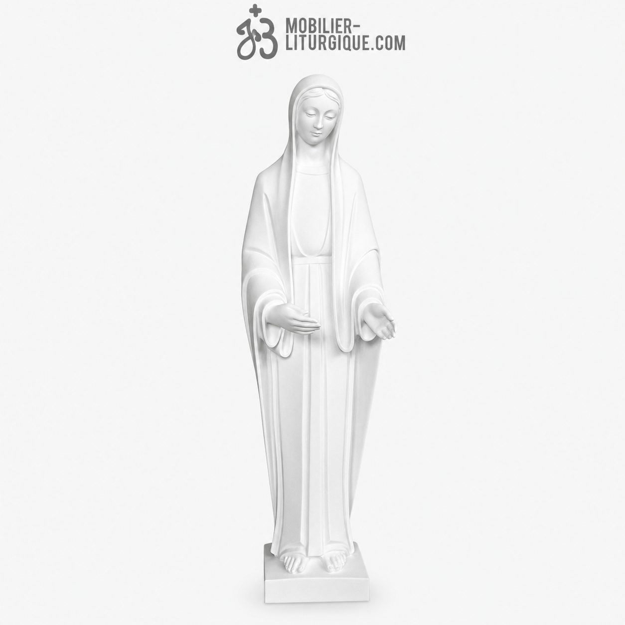 Statue de la Vierge, en marbre blanc base r&eacute;sine,60-80 cm