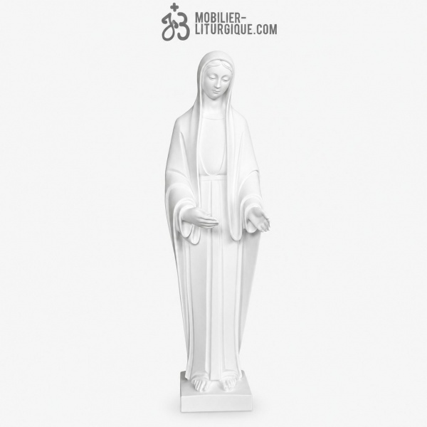 Statue de la Vierge, en marbre blanc base r�sine,60-80 cm
