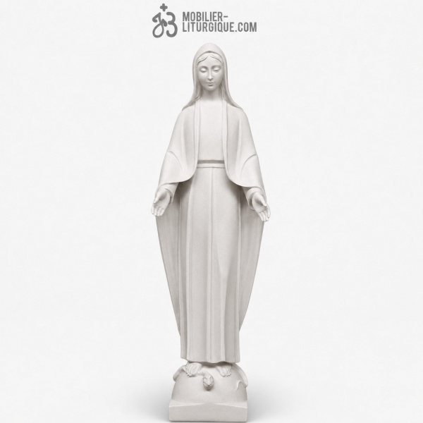 Statue de la Vierge, en poudre de marbre blanc,80 cm