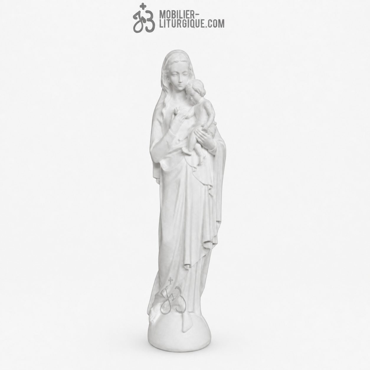 Statue de la Vierge &agrave; l\'Enfant , en marbre reconstitu&eacute; synth&eacute;tique, 120 cm