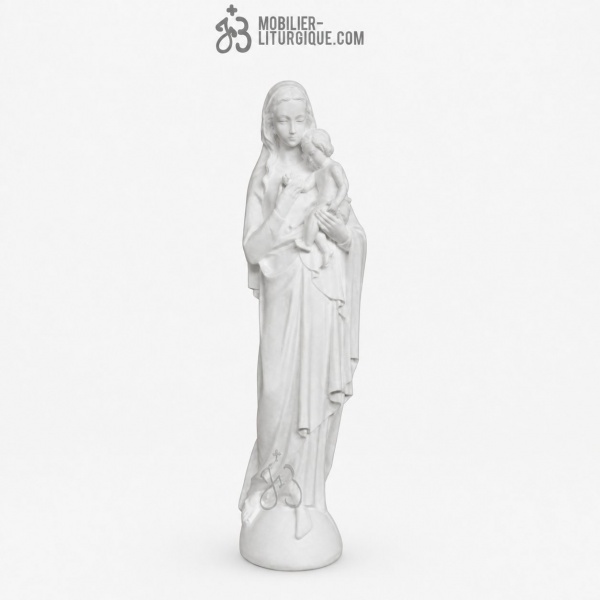 Statue de la Vierge � l\'Enfant , en marbre reconstitu� synth�tique, 120 cm