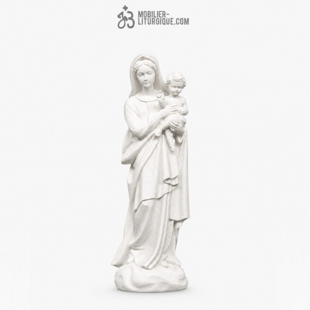 Statue de la Vierge &agrave; l\'Enfant ,en poudre de marbre blanc, 60 cm