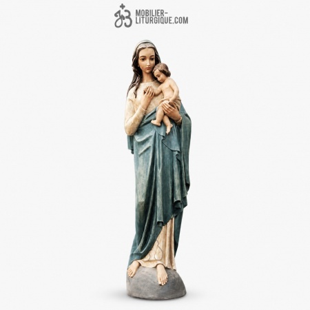 Statue de la Vierge &agrave; l\'Enfant Color&eacute;e