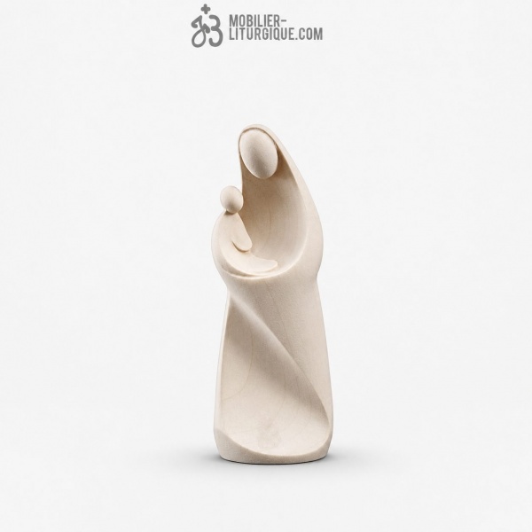 Statue de la Vierge � l\'Enfant design en bois naturel