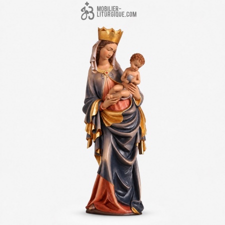 Statue de la Vierge &agrave; l\'Enfant en bois color&eacute;
