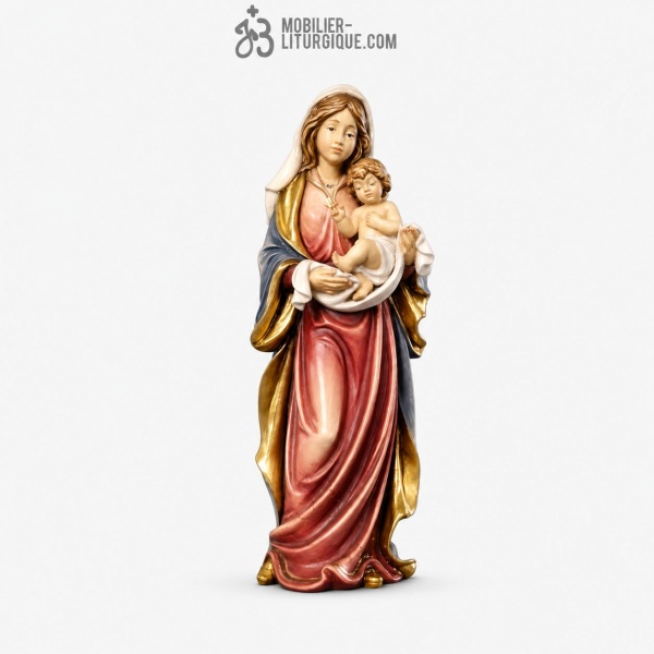 Statue de la Vierge � l\'Enfant en bois color�