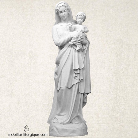 Statue de la Vierge à l'Enfant en marbre blanc