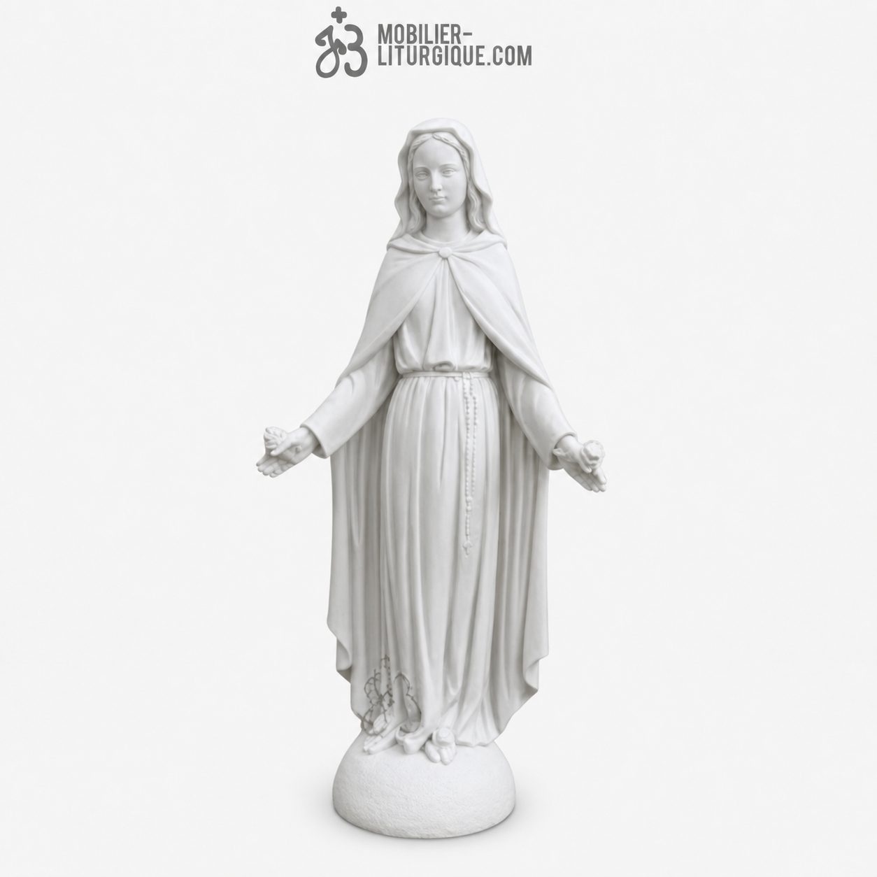 Statue de la Vierge aux roses, en marbre blanc