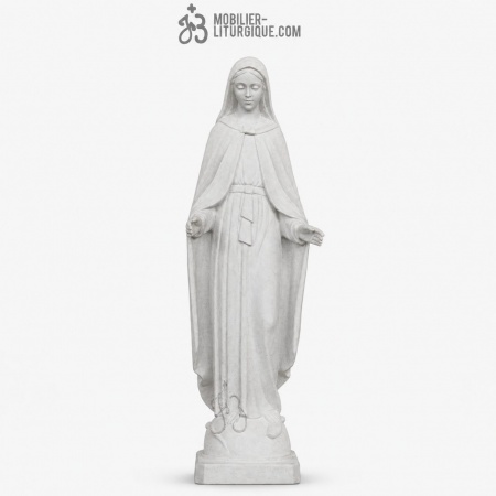 Statue de la Vierge bras ouverts, en marbre blanc