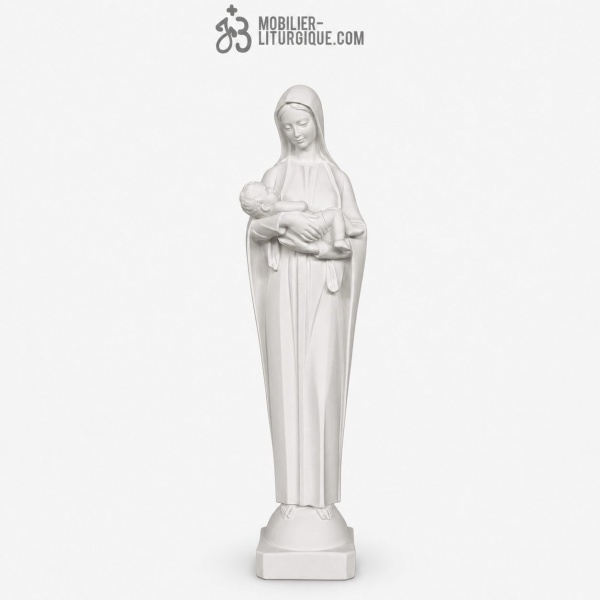 Statue de la Vierge et l\'Enfant, en poudre de marbre reconstitu� synth�tique, 80 cm