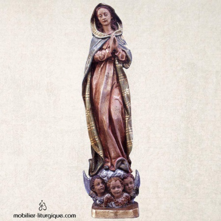 Statue de la Vierge Immaculée en bois sculpté