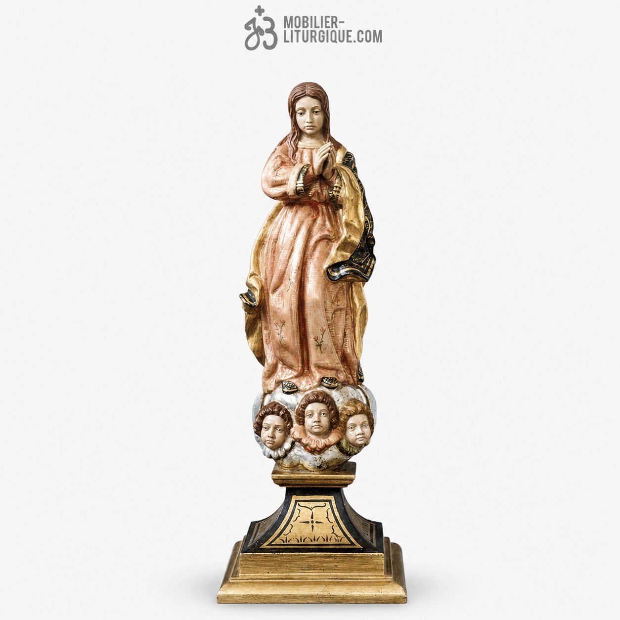 Statue de la Vierge Immacul&eacute;e en bois sculpt&eacute;