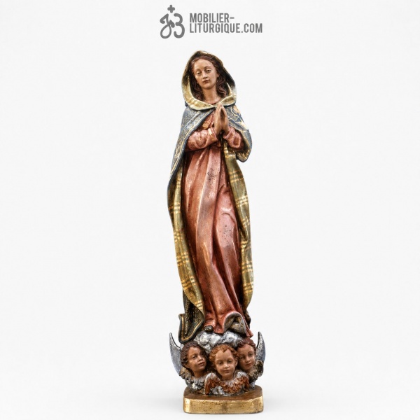 Statue de la Vierge Immacul�e en bois sculpt�