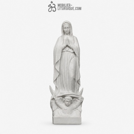 Statue de la Vierge mains jointes, en marbre blanc, 45 cm
