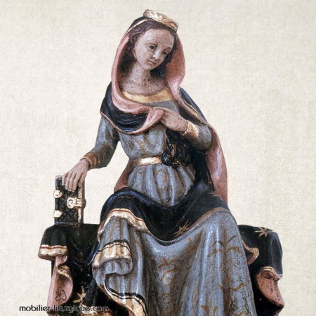 Statue de la Vierge Marie en bois et feuille d'or