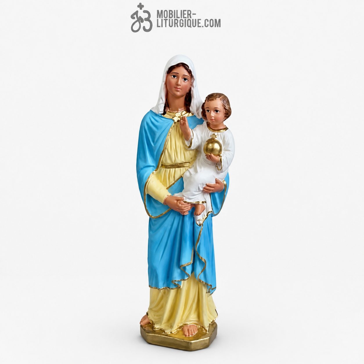 Statue de la Vierge Marie et l\'Enfant J&eacute;sus, en pl&acirc;tre color&eacute;