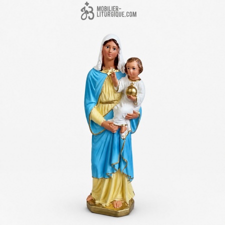 Statue de la Vierge Marie et l\'Enfant J&eacute;sus, en pl&acirc;tre color&eacute;