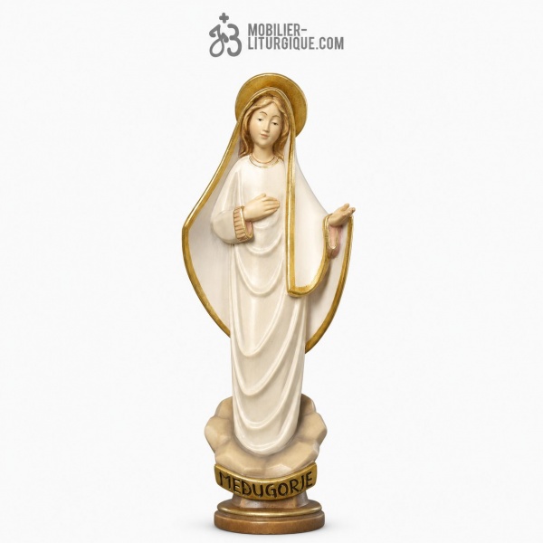 Statue de la Vierge Marie Reine de l\'Univers en bois d�cor�