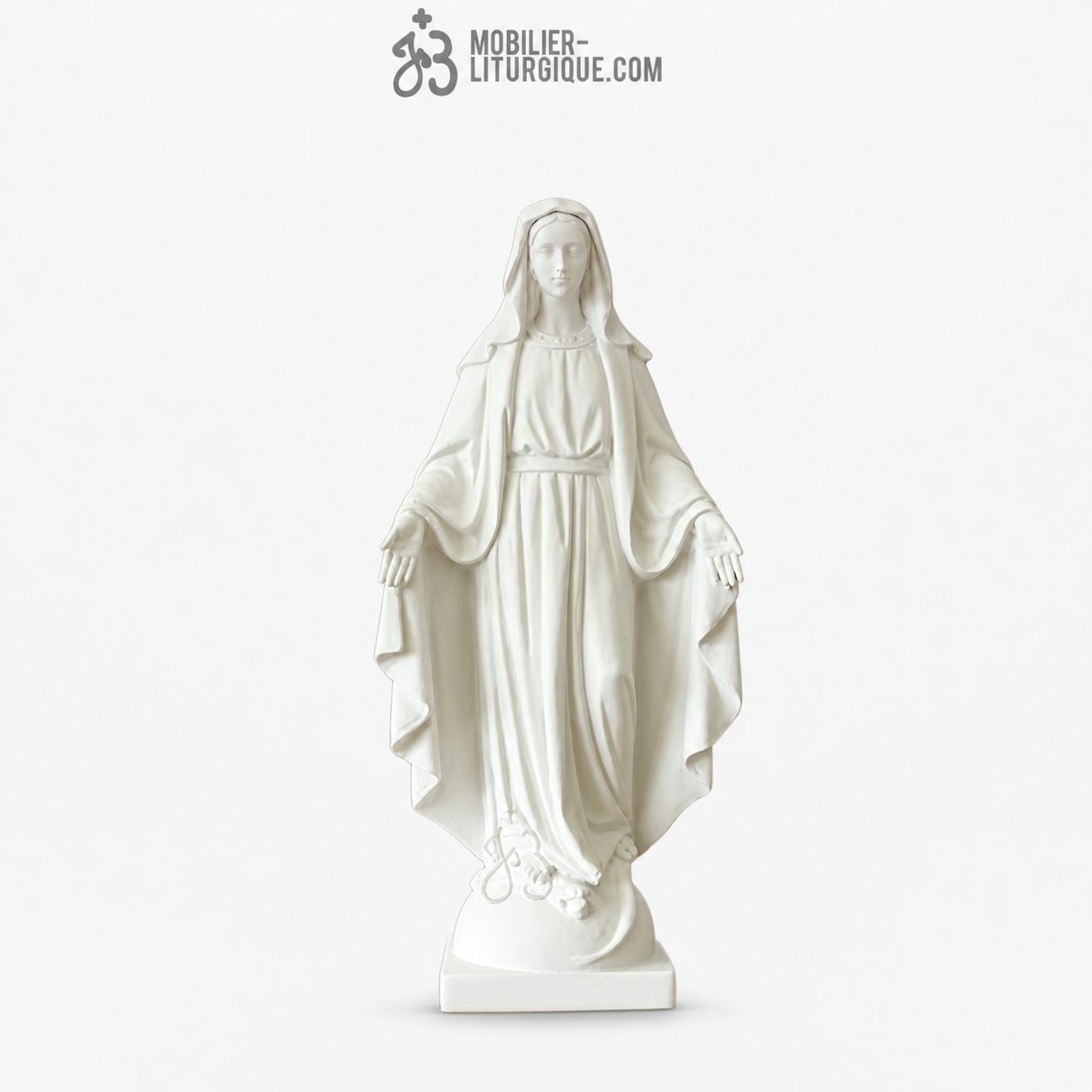 Statue de la Vierge Miraculeuse, en marbre blanc, 63 cm