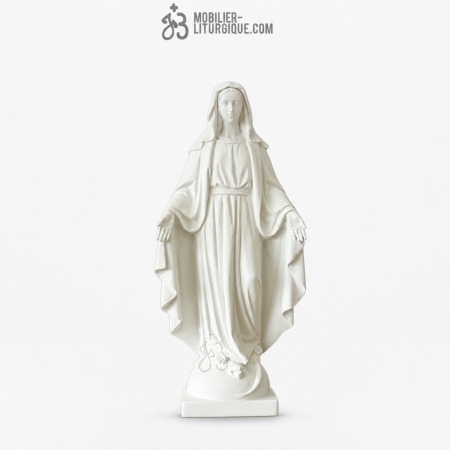 Statue de la Vierge Miraculeuse, en marbre blanc, 63 cm