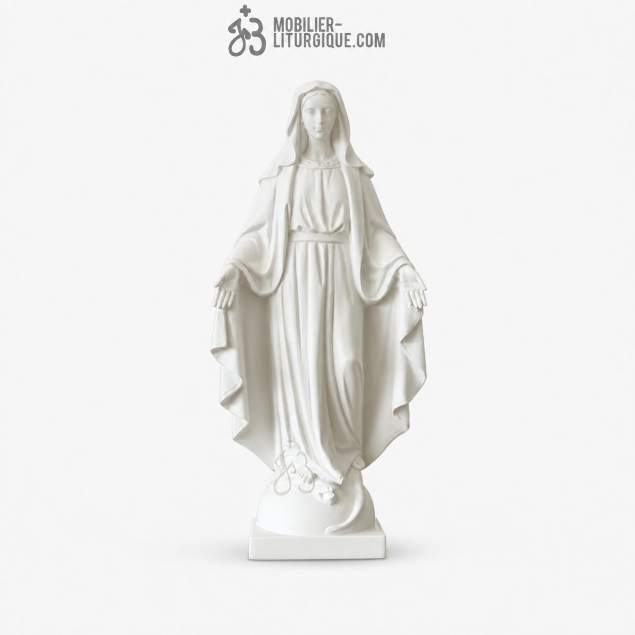 Statue de la Vierge Miraculeuse, en marbre FINITION BRONZE 63 cm