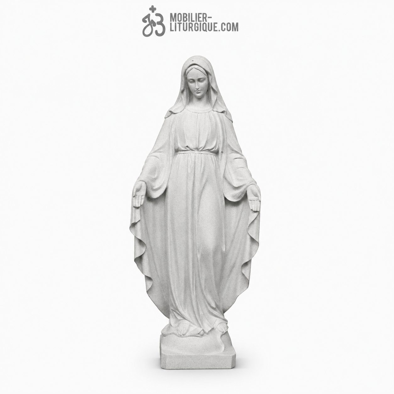 Statue de la Vierge Miraculeuse, en marbre reconstitu&eacute; synth&eacute;tique, 130 cm