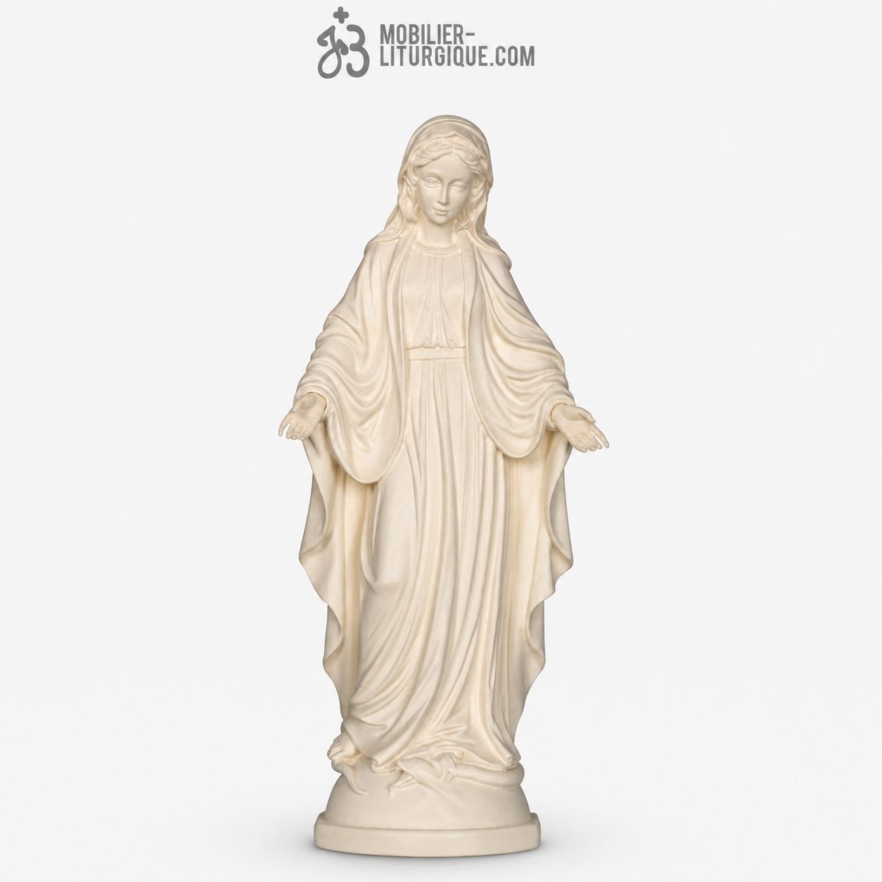 Statue de la Vierge Miraculeuse en bois naturel