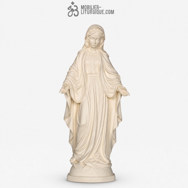 Statue de la Vierge Miraculeuse en bois naturel