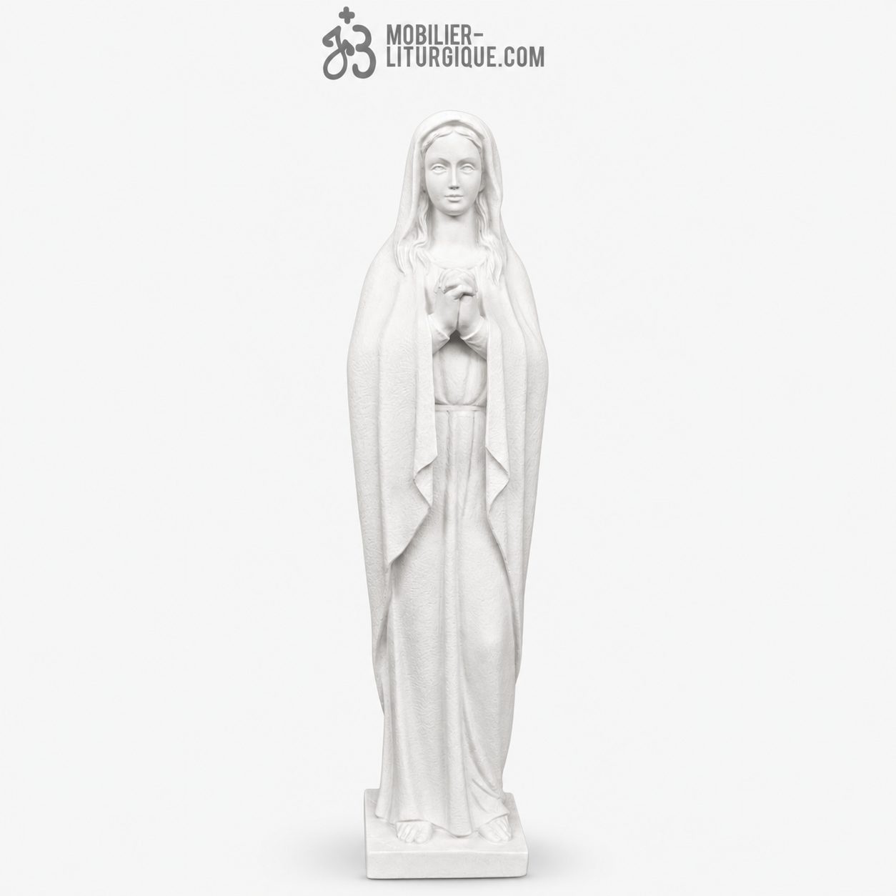 Statue de la Vierge priant, en poudre de marbre reconstitu&eacute; synth&eacute;tique, 80 cm