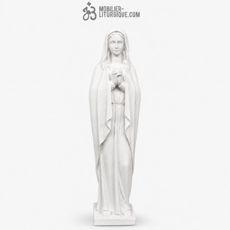 Statue de la Vierge priant, en poudre de marbre reconstitu&eacute; synth&eacute;tique, 80 cm