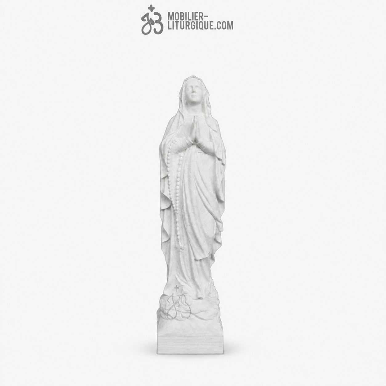 Statue de Notre Dame de Lourdes ,  en poudre de marbre blanc, 70 cm