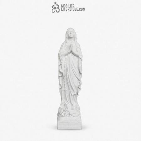 Statue de Notre Dame de Lourdes ,  en poudre de marbre blanc, 70 cm