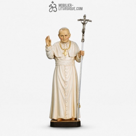 Statue de Saint Jean Paul II en bois color�