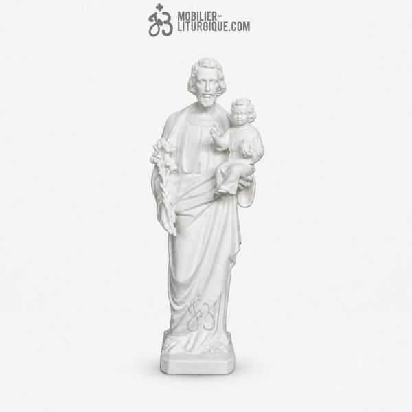 Statue de Saint Joseph avec l\'Enfant ,en r�sine de marbre reconstitu�,80 cm