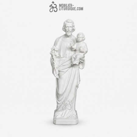 Statue de Saint Joseph avec l\'Enfant ,en r&eacute;sine de marbre reconstitu&eacute;,80 cm