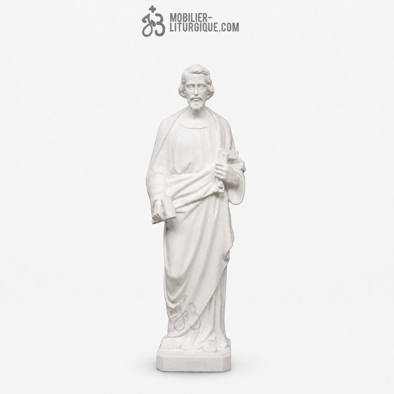 Statue de Saint Joseph Charpentier, en r&eacute;sine de marbre reconstitu&eacute;,100 cm