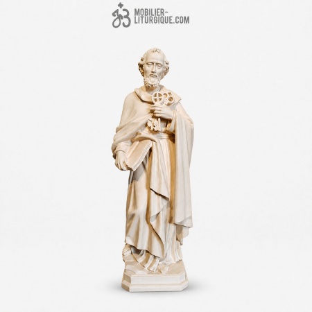 Statue de Saint Pierre en bois naturel