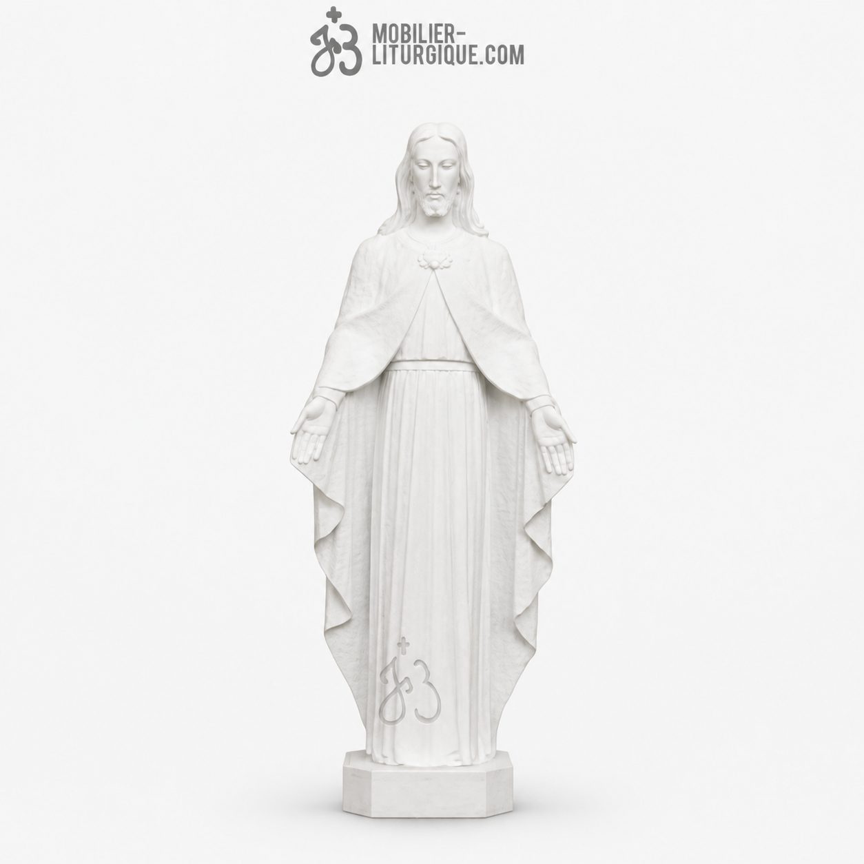 Statue du Christ bras ouverts, en marbre blanc110 cm