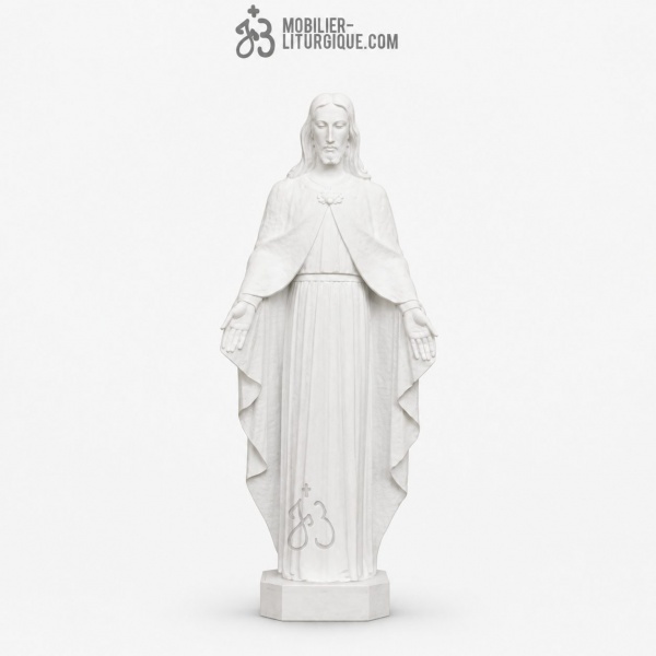 Statue du Christ bras ouverts, en marbre blanc110 cm