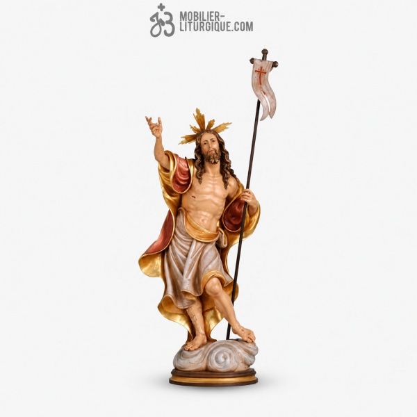 Statue du Christ en bois, d�cor�e