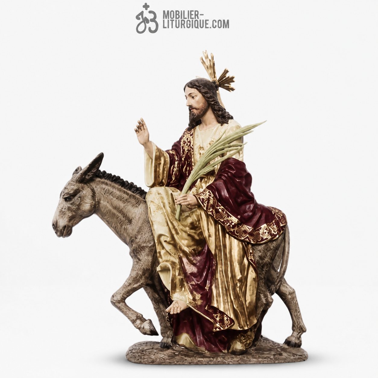 Statue du Christ entrant dans J&eacute;rusalem Polychrome Antique
