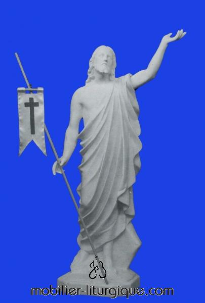 Statue du Christ ressuscit�, fibre de verre blanc 100 cm