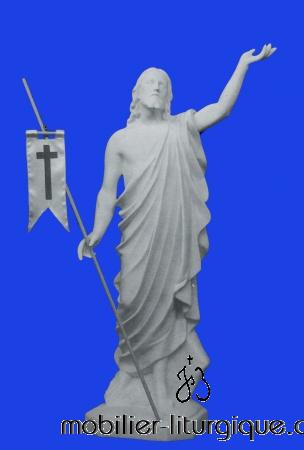 Statue du Christ ressuscité, fibre de verre blanc 100 cm
