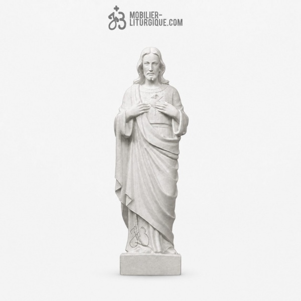 Statue du Sacr� Coeur de J�sus, en marbre blanc,62-80-100 cm