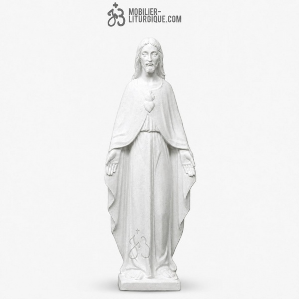 Statue du Sacr� Coeur de J�sus, en marbre blanc
