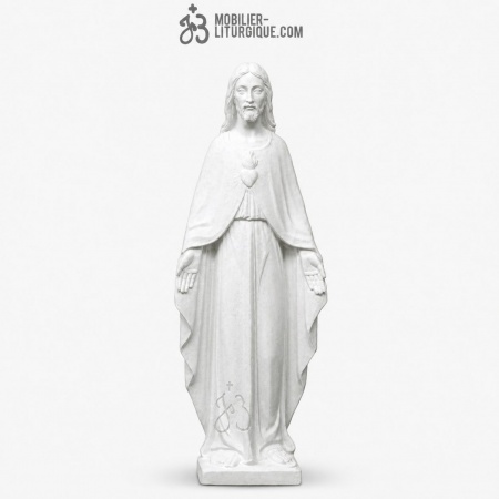 Statue du Sacr&eacute; Coeur de J&eacute;sus, en marbre blanc